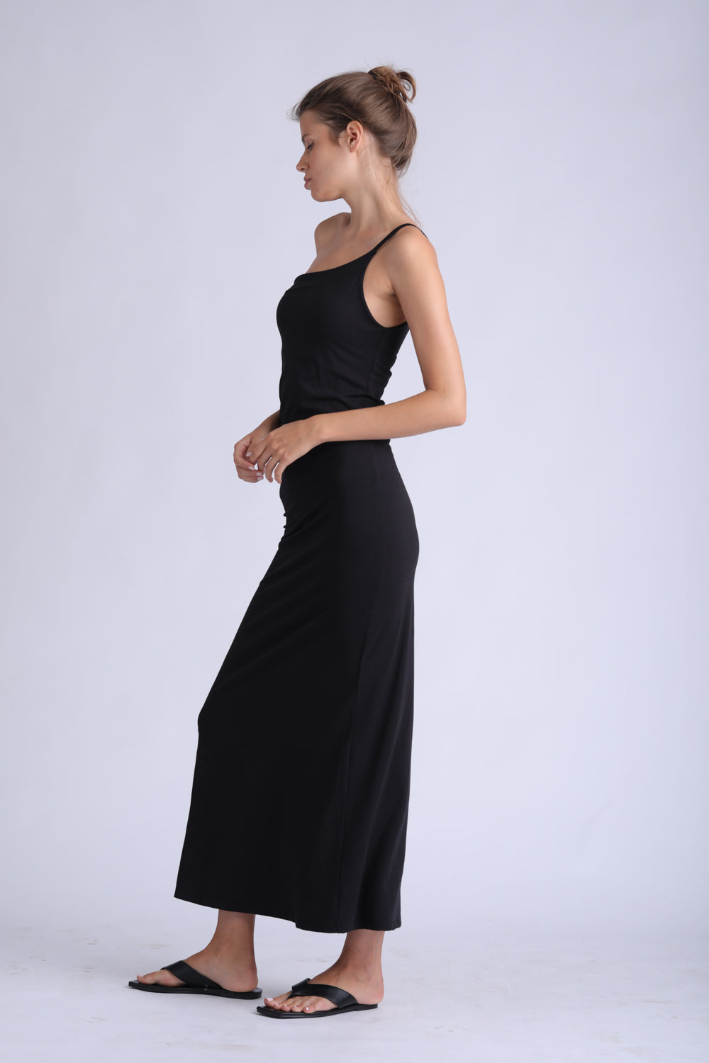 Slim One Shoulder Black Dress