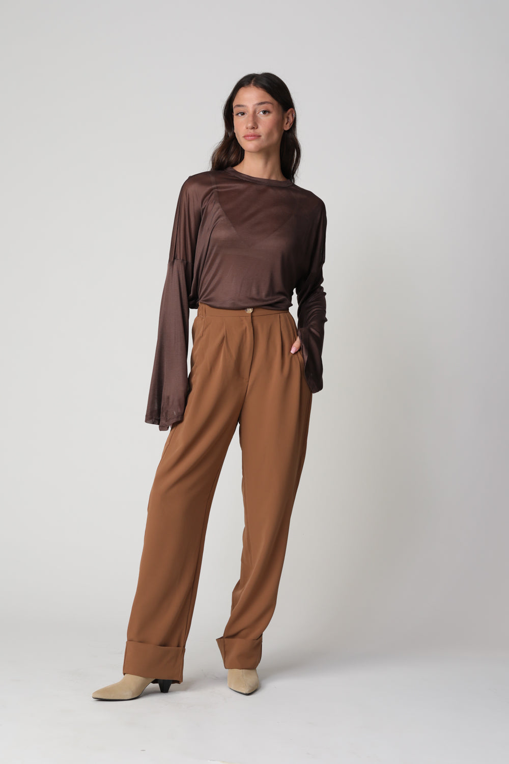 Boyfriend Silk Brown T-Shirt