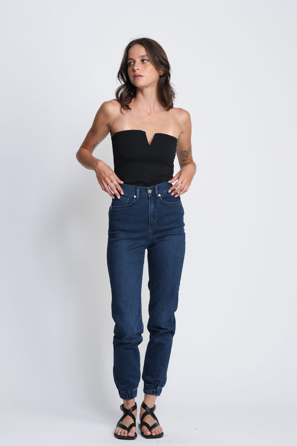ג'ינס ג'וגר לנשים Denim Joggers צבע כחול
