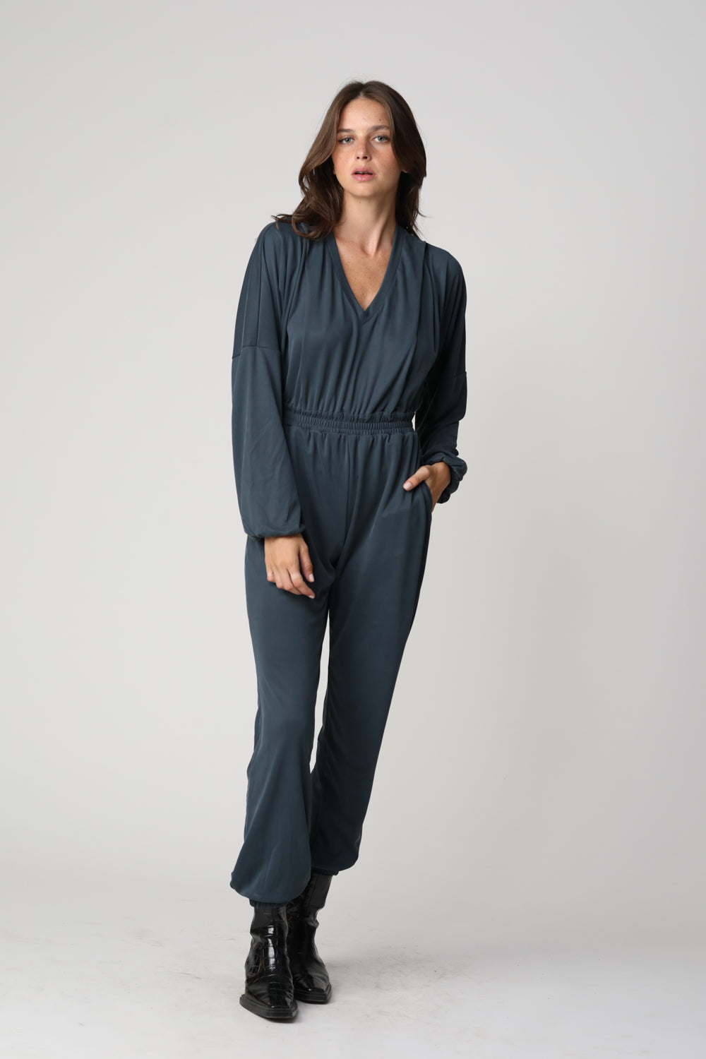 אוברול אפור ארוך Really Grey Jumpsuit עם כיסים 
