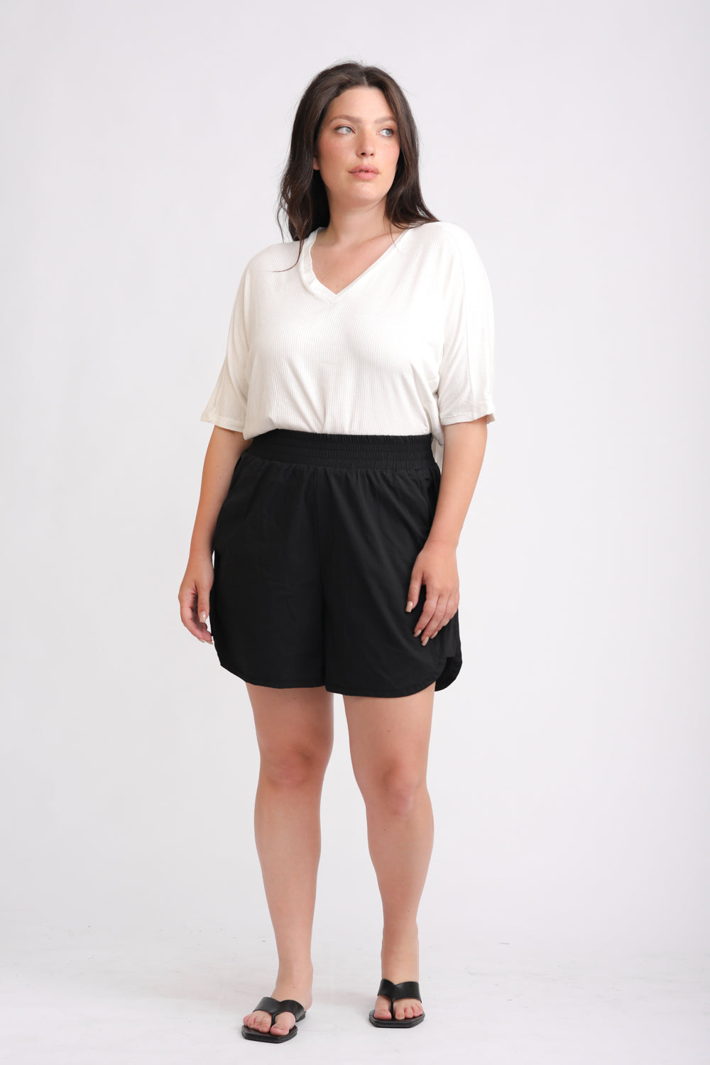 Team Rib Oversized Black V T-Shirt