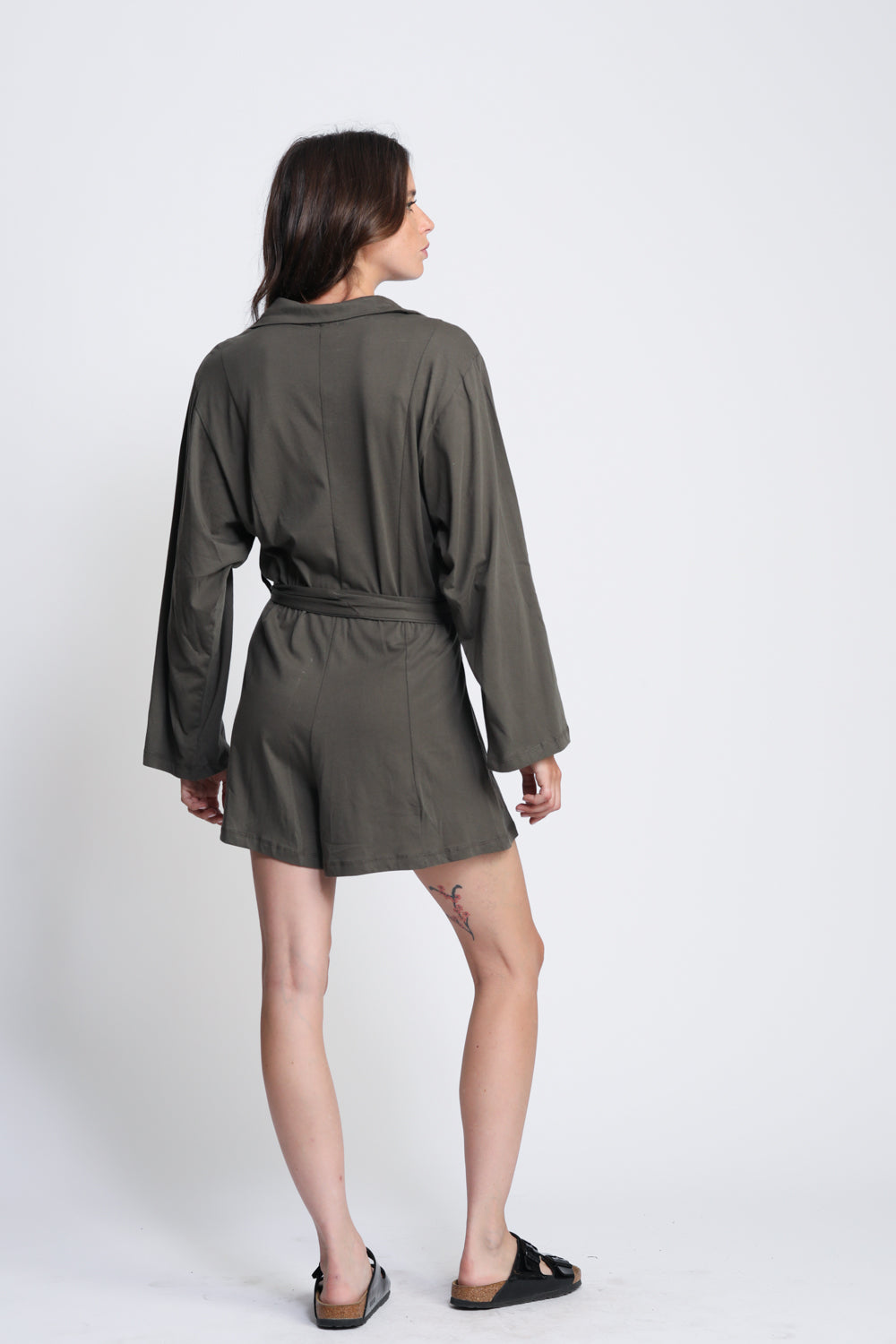  אוברול נשים Guri Olive Green Jumpsuit גב