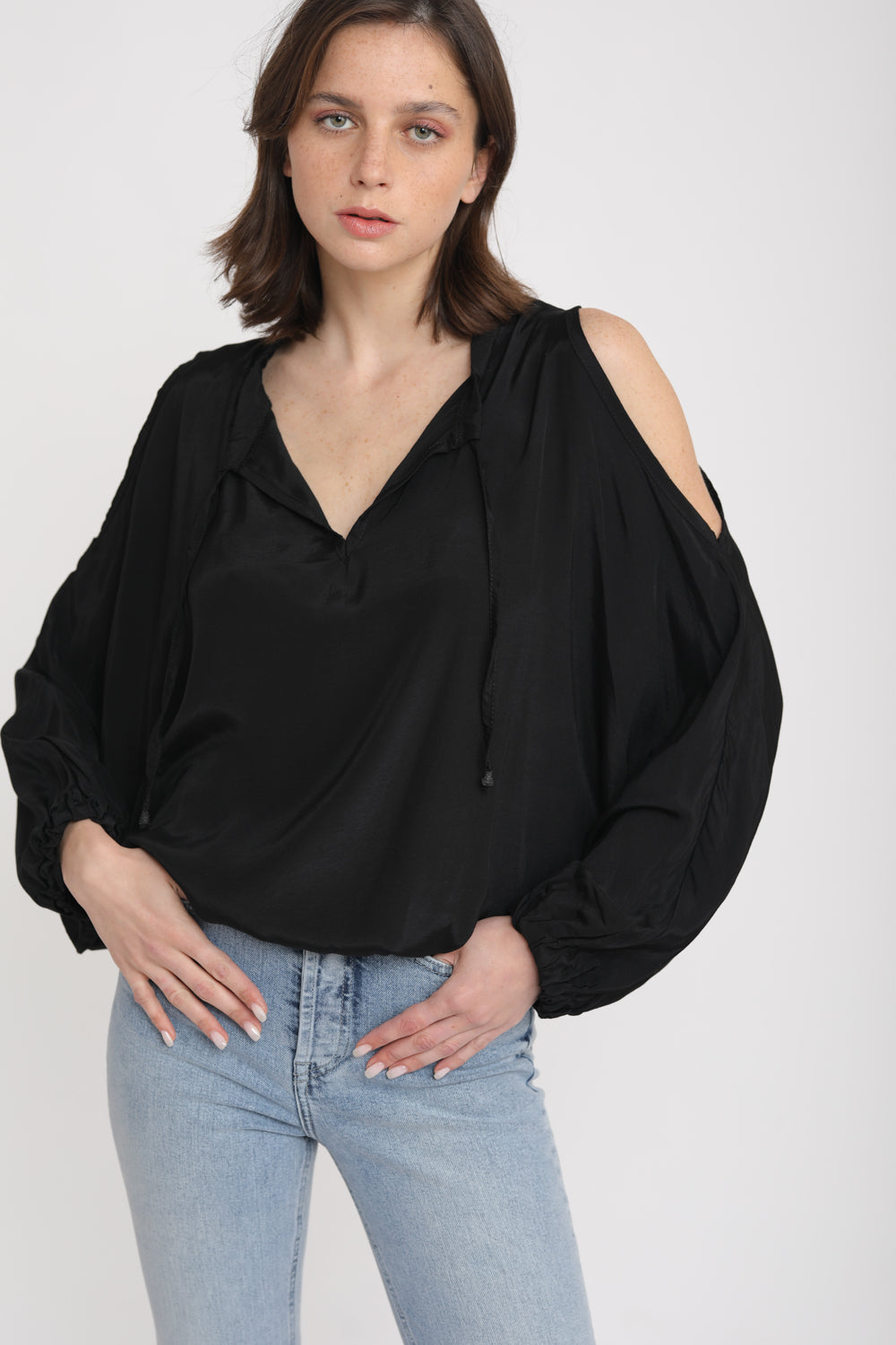Ora Oversized Black Blouse