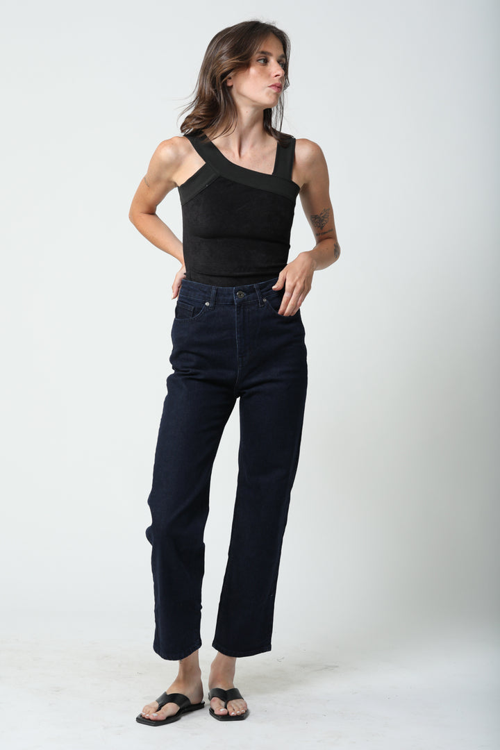 ג'ינס לנשים גזרת קרסול דגם Ankle Dark Blue Denim 