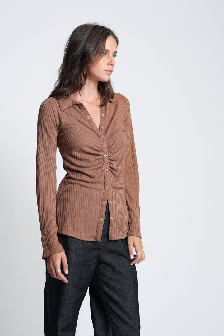 Beloved Brown Polo Top