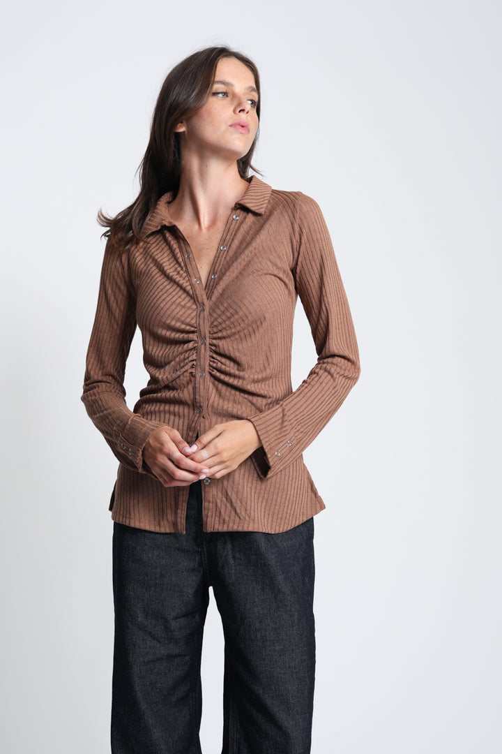 Beloved Brown Polo Top