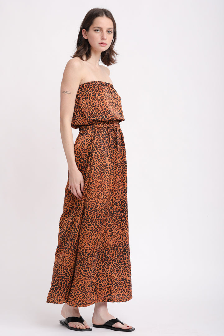 Her Strapless Leopard Dress