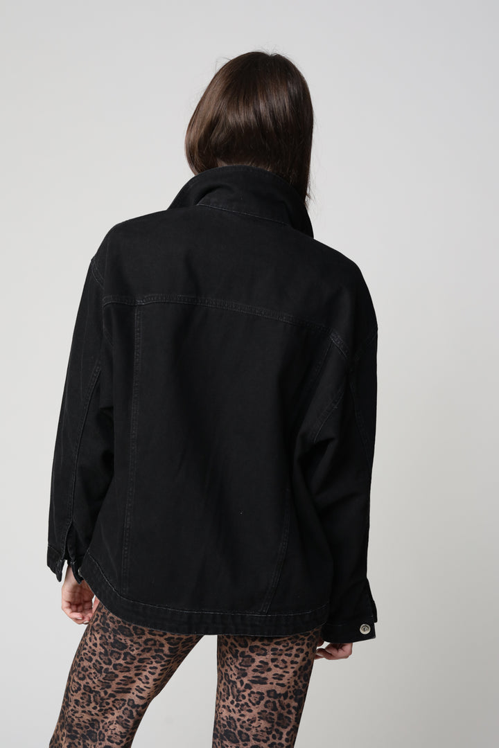 ז'קט ג'ינס Oversized Denim Black Jacket גב