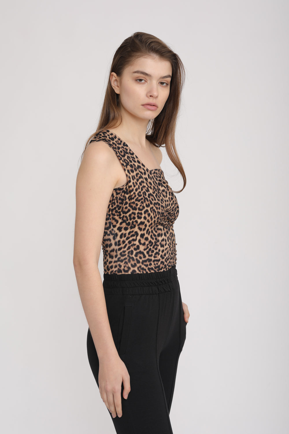 Catalog One Shoulder Leopard Tank