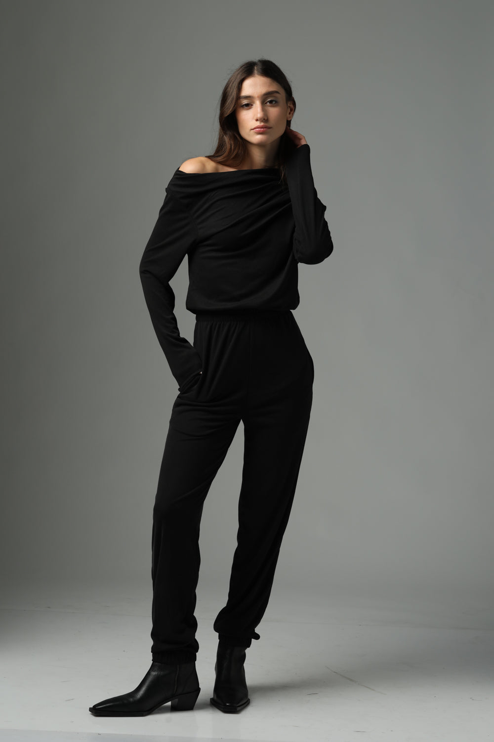 אוברול ארוך לנשים BFF Long Black Jumpsuit מידה XS