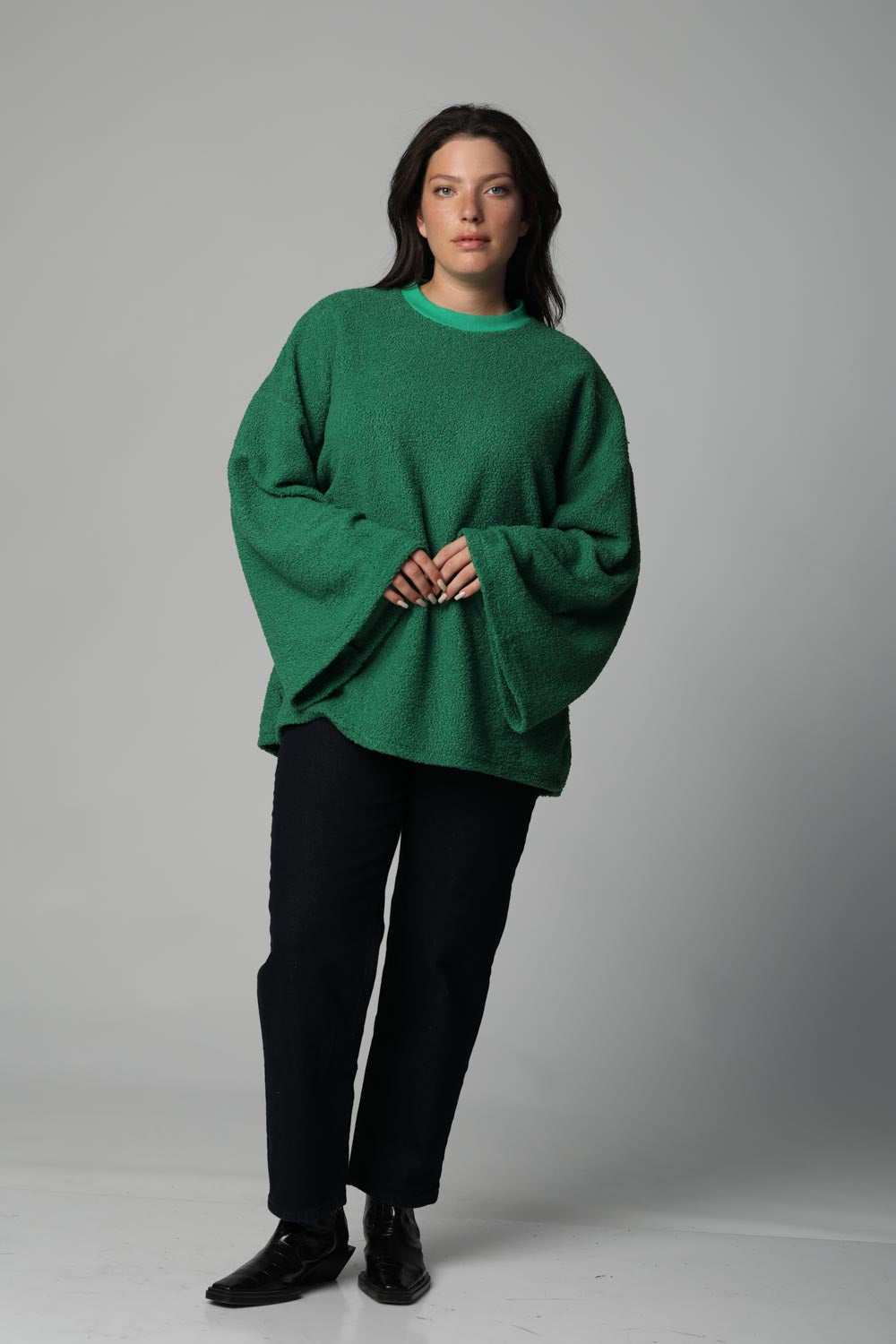 Curly Green Oversized Jumper