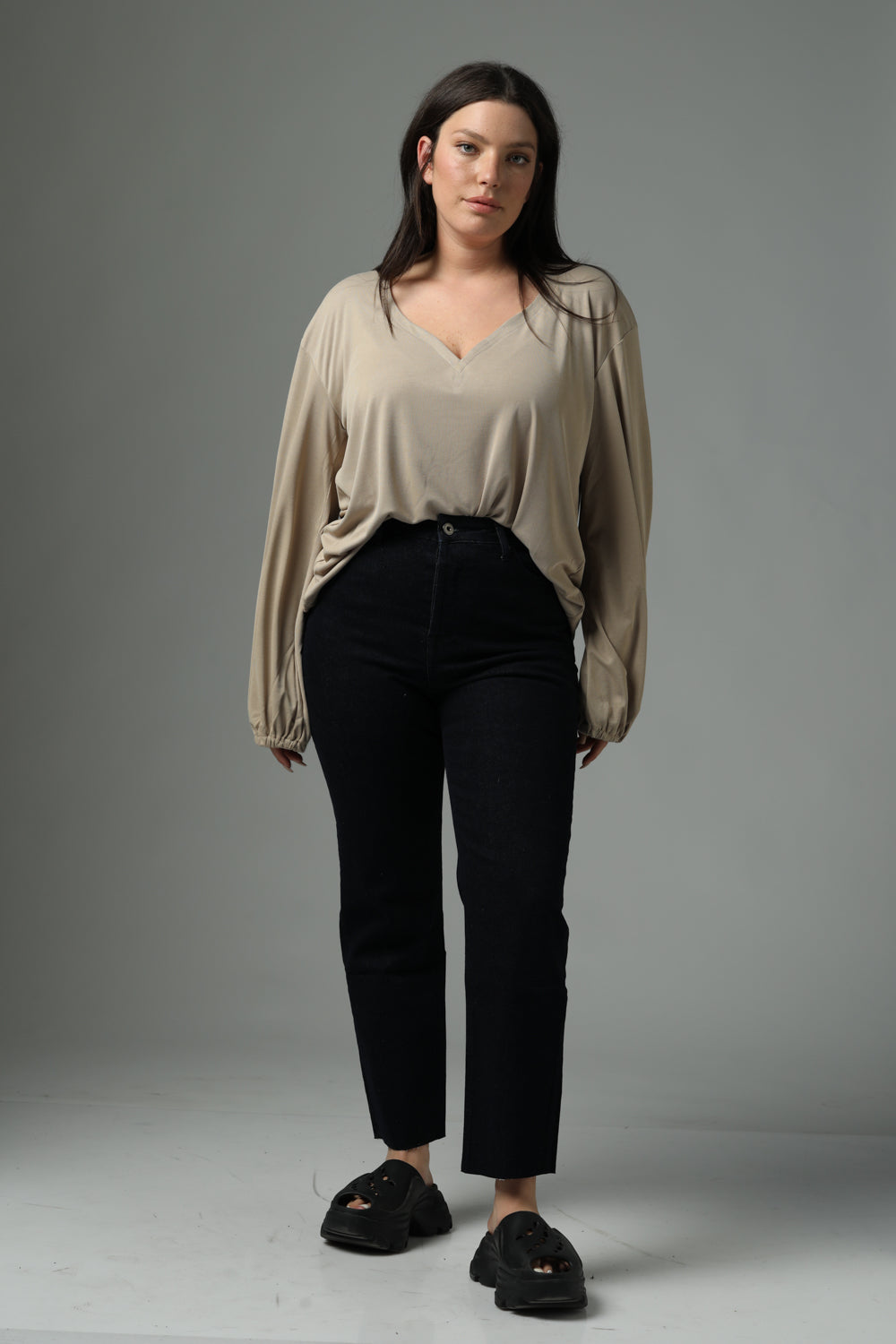 Heart Long Beige T-Shirt