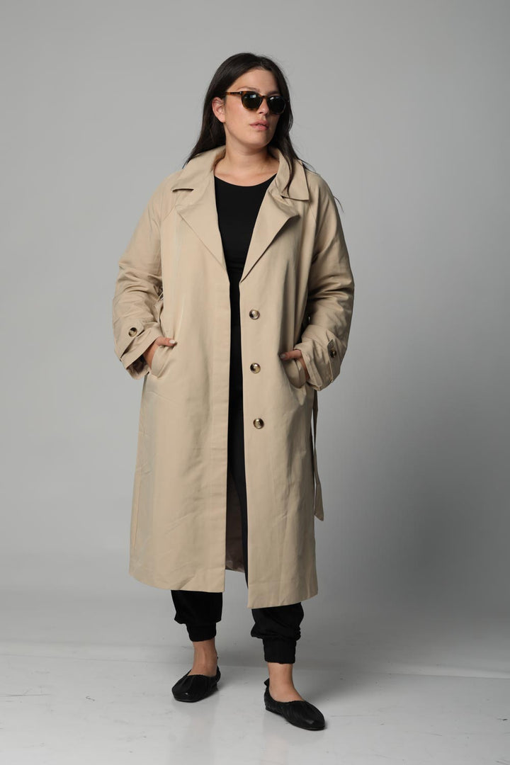 מעיל טרנץ' לנשים Beige Trench Coat צבע בז'  מידה L