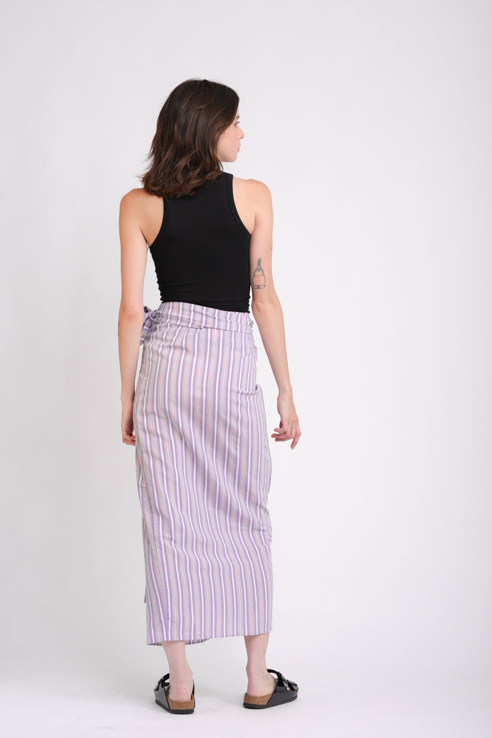 חצאית סגולה 100% ויסקוזה EE Purple Stripes Skirt