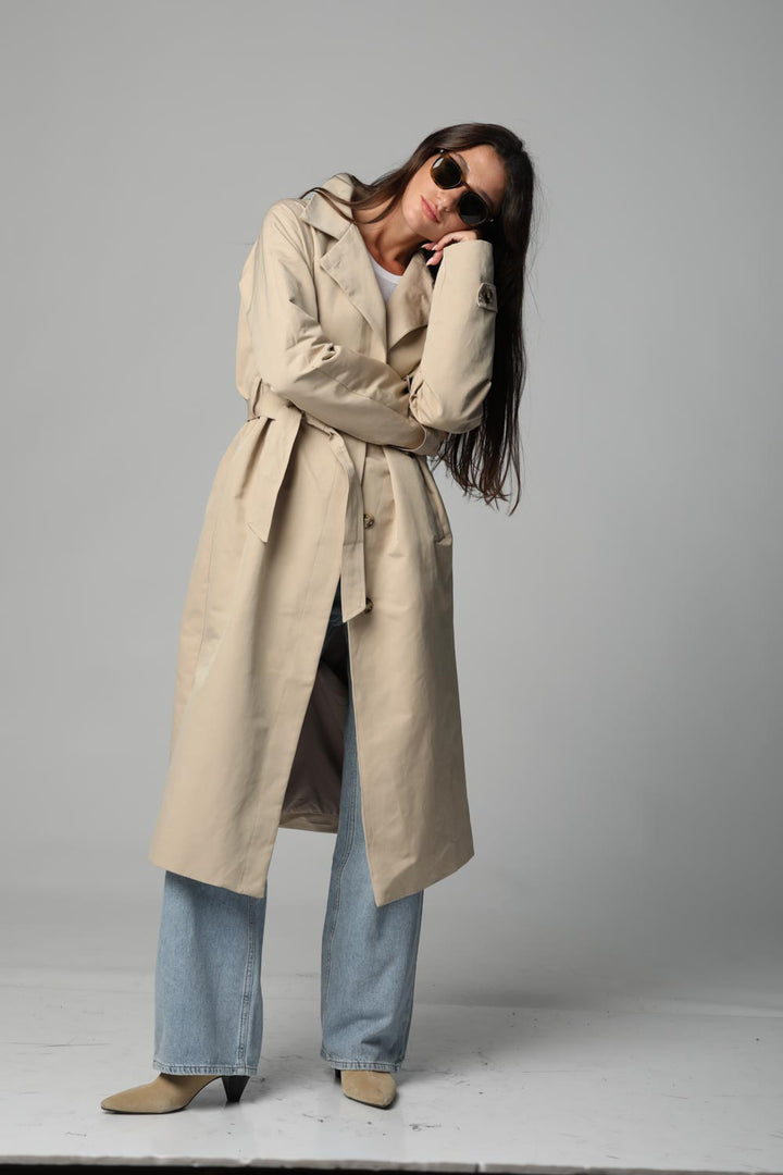 מעיל טראנץ' לנשים Beige Trench Coat 