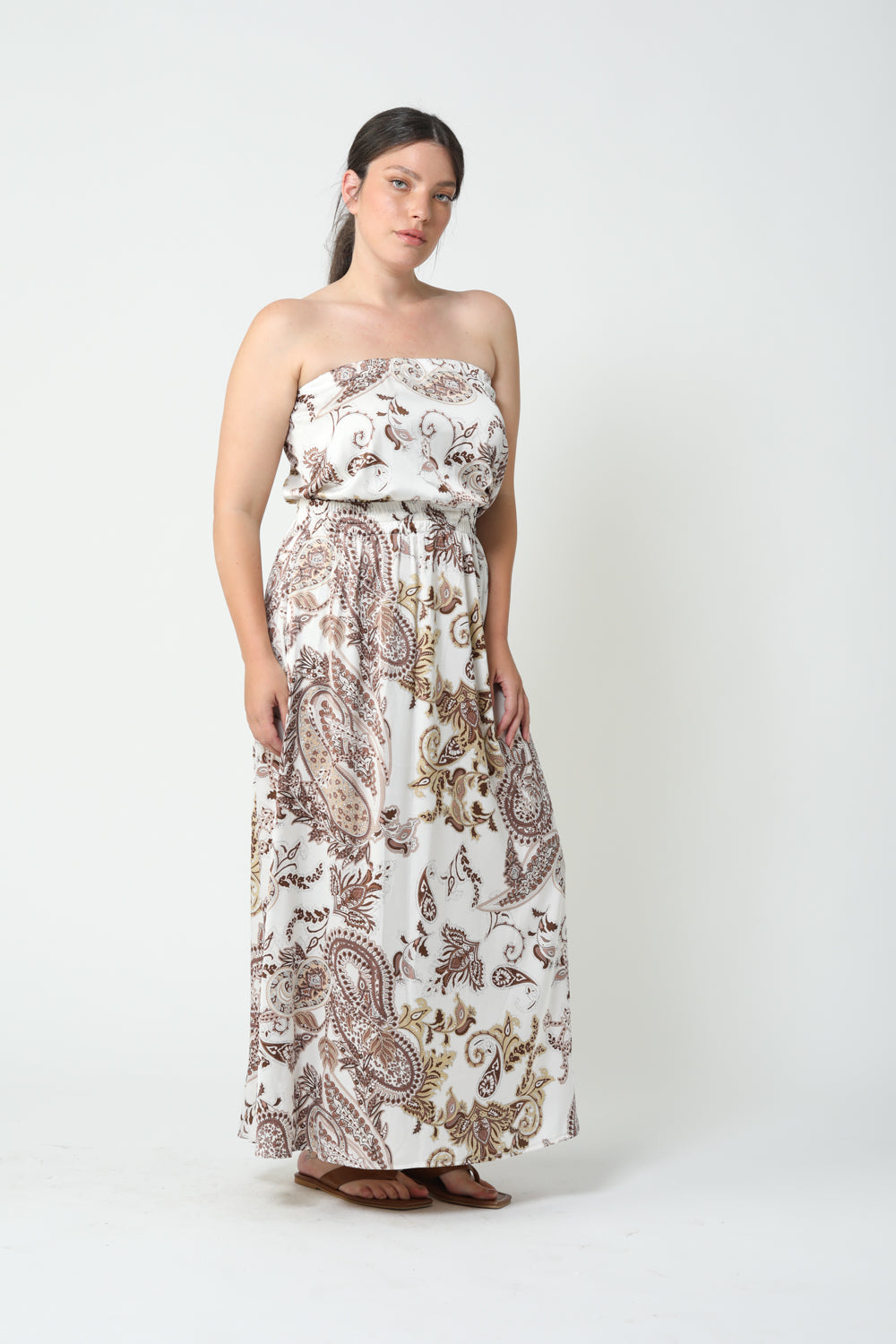 Her Strapless Pink Print Dress