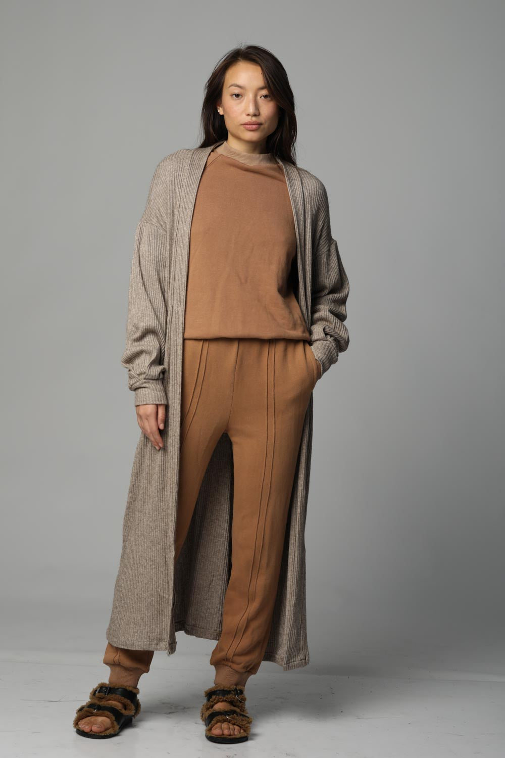 קרדיגן ארוך לנשים Longi Beige Cardigan בז'