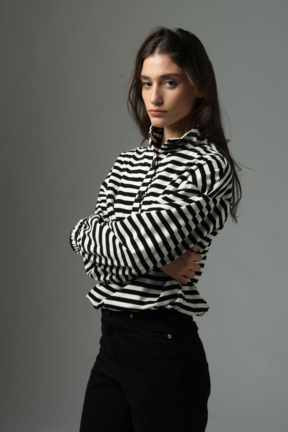 Winter Cream Stripes Sweatshirt