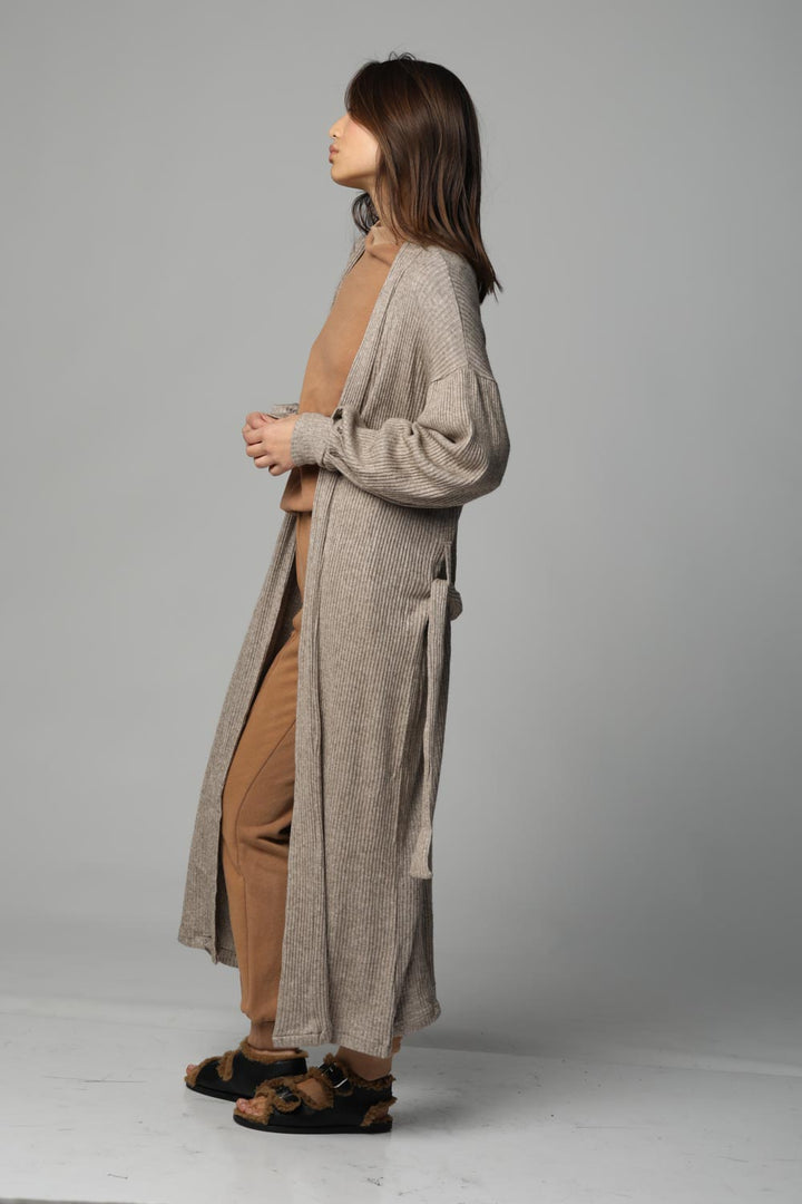  קרדיגן נשים ארוך דגם Longi Beige Cardigan 