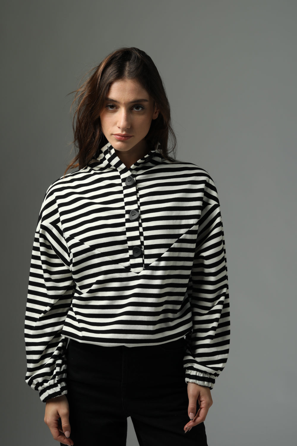 Winter Cream Stripes Sweatshirt