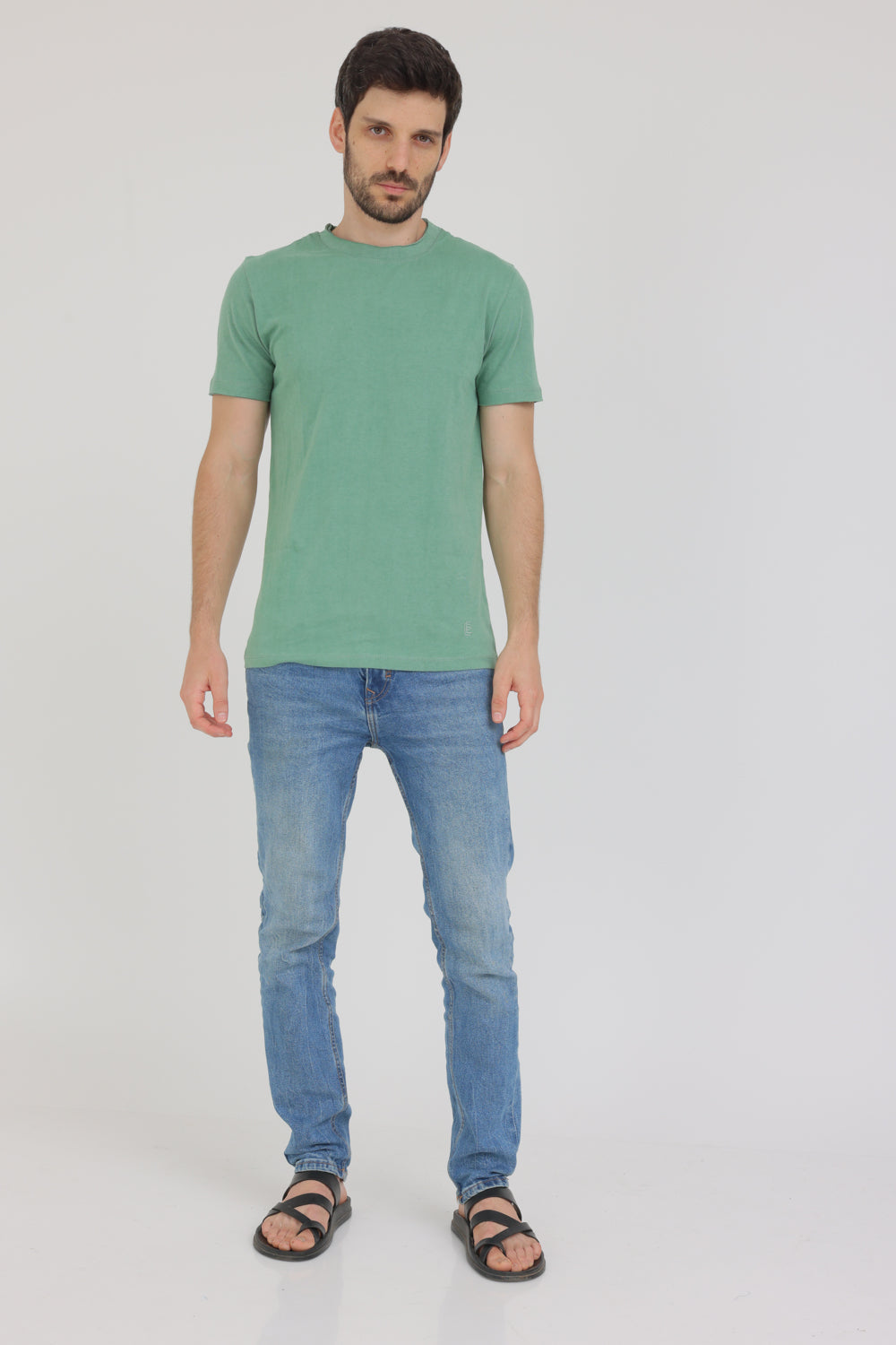 חולצת טי שירט קצרה לגברים צבע ירוק בהיר